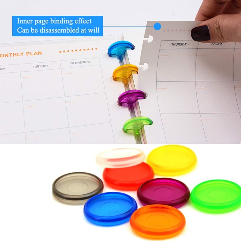 Haploon 104 Pieces Mini Plastic Book Binding Discs,Haploon 8 Colors Binding Ring Discs Expansion Discs Mushroom Hole Loose Leaf Ring Round Binding Mini Disc Buckle Hoop for DIY Notebooks Planners - Image 3
